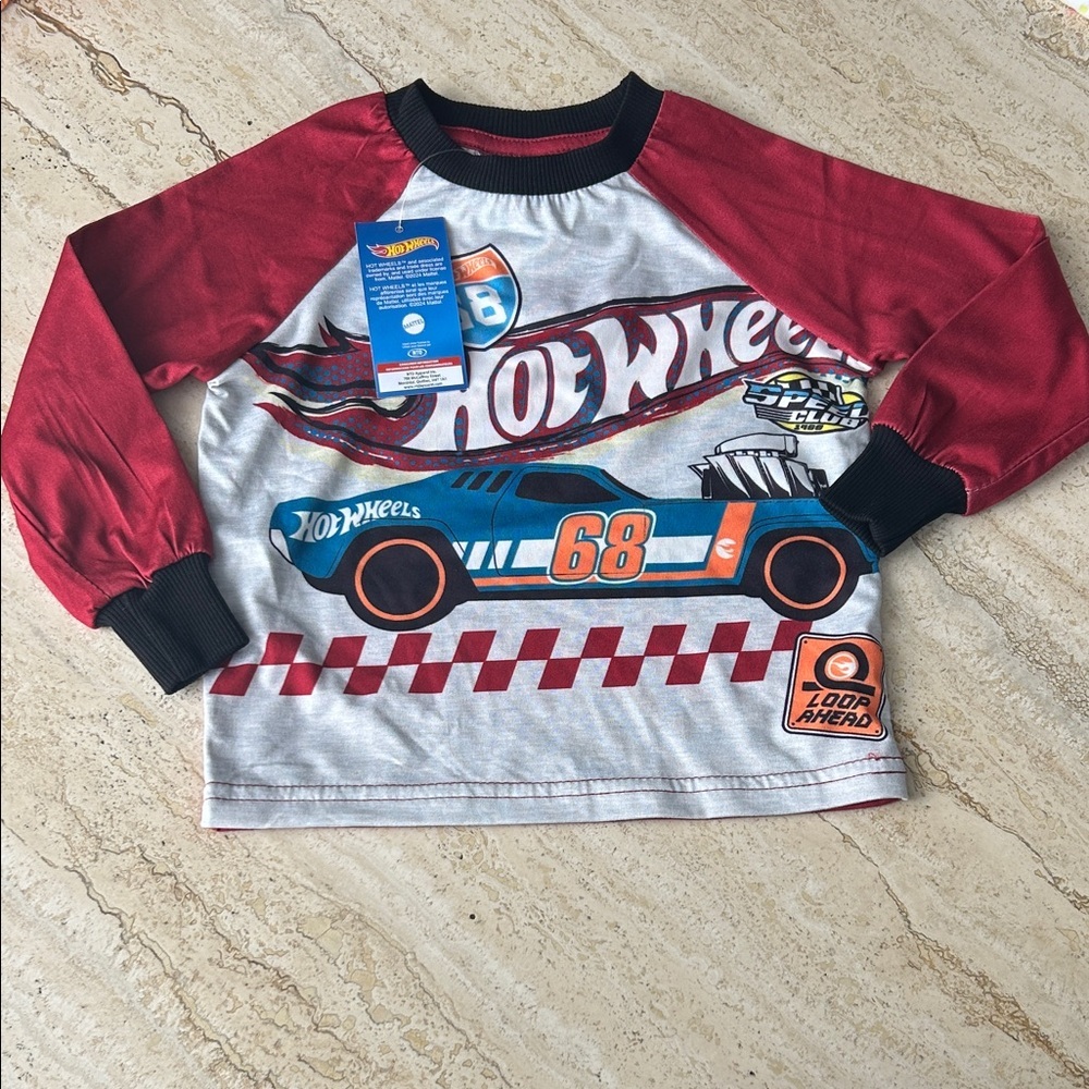 NEW 🆕 Hot Wheels Red and Gray Long Sleeve Shirt size 2 years